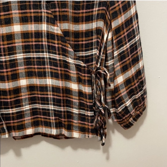 Madewell plaid gauze double-tie wrap top - Picture 6 of 8